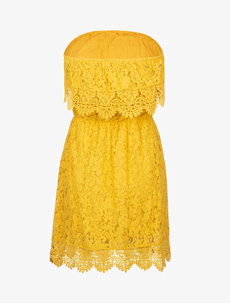 Robe bustier en crochet - jaune