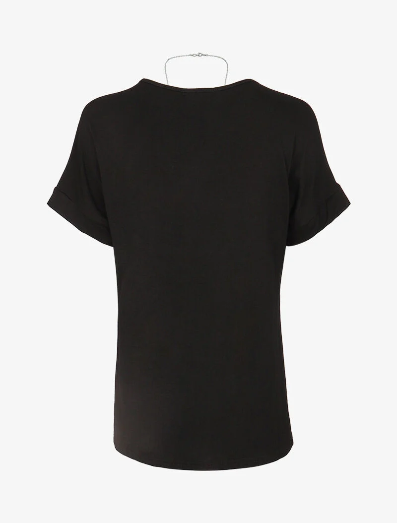 T-shirt loose à sautoir - noir
