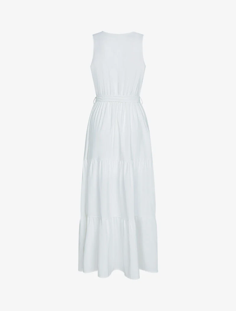 Robe à bandes ajourées en crochet - blanc