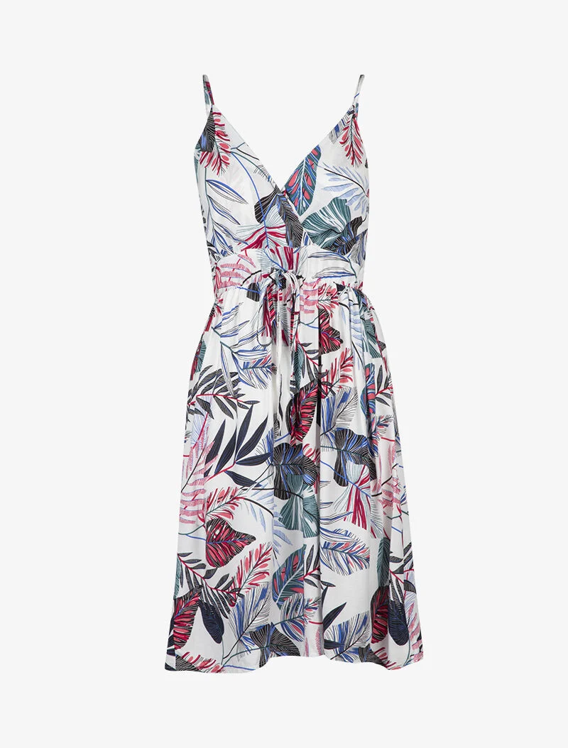 Robe patineuse à imprimé tropical - blanc