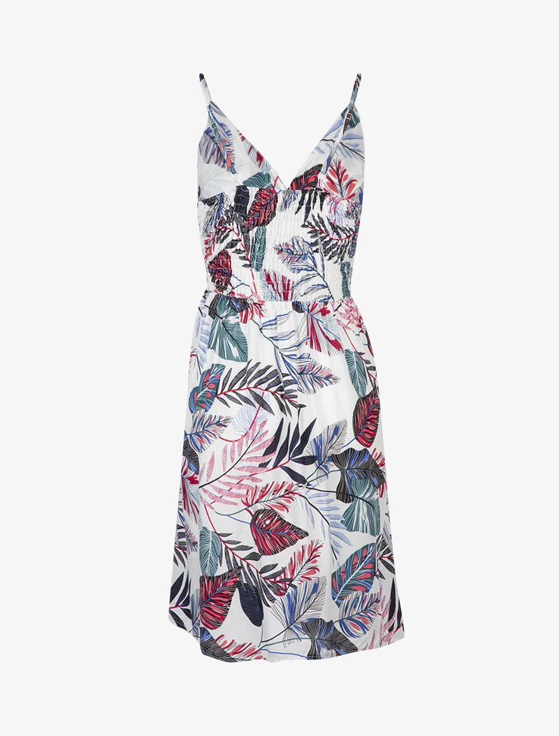 Robe patineuse à imprimé tropical - blanc
