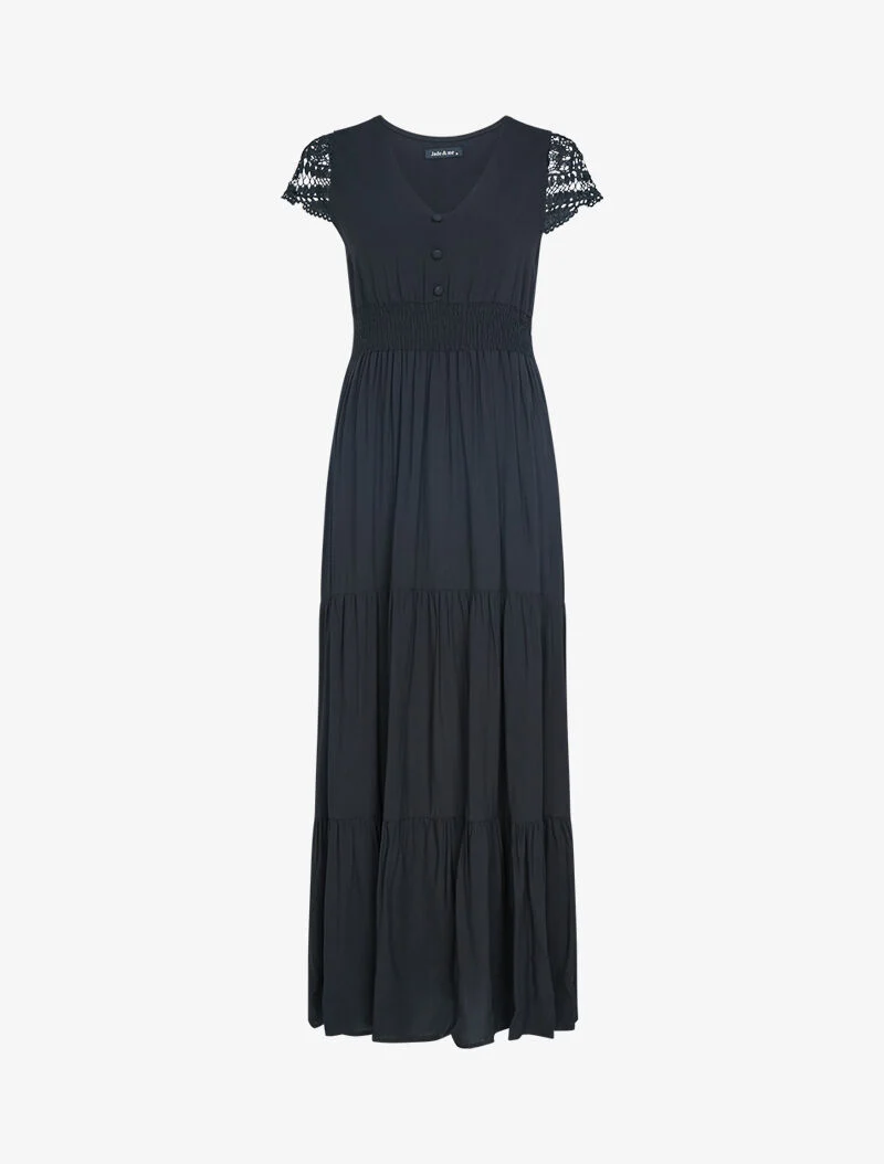 Robe à mancherons brodées - noir