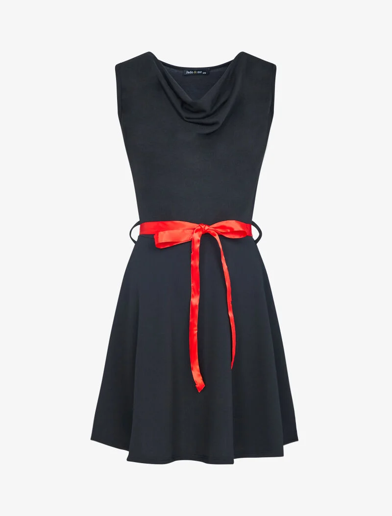 Robe bi matière à col bénitier - noir