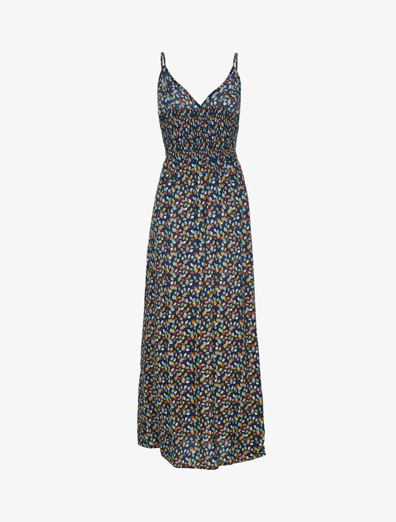 Robe à imprimé petites feuilles colorées - marine