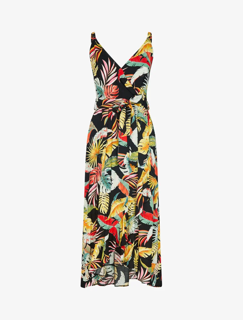 Robe coupe portefeuille volantée - noir