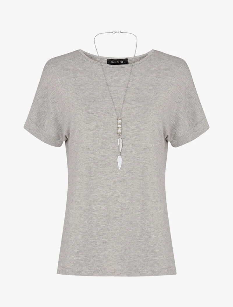 T-shirt loose à sautoir - gris chiné