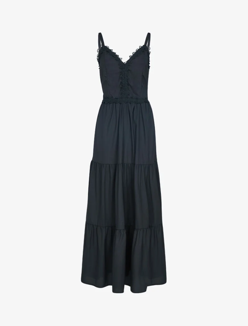 Robe à buste à détails crochet - noir
