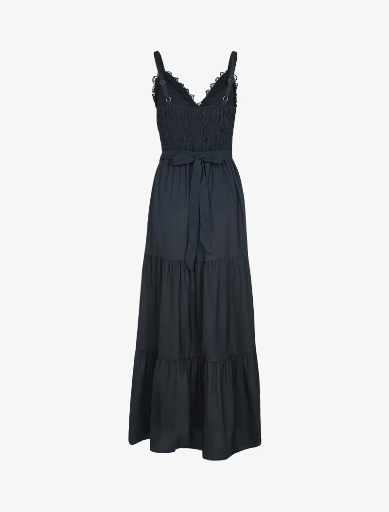 Robe à buste à détails crochet - noir
