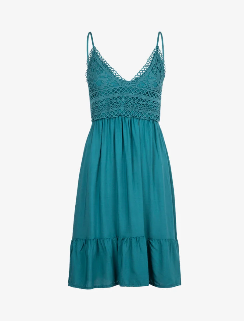Robe à buste en crochet - bleu pétrole