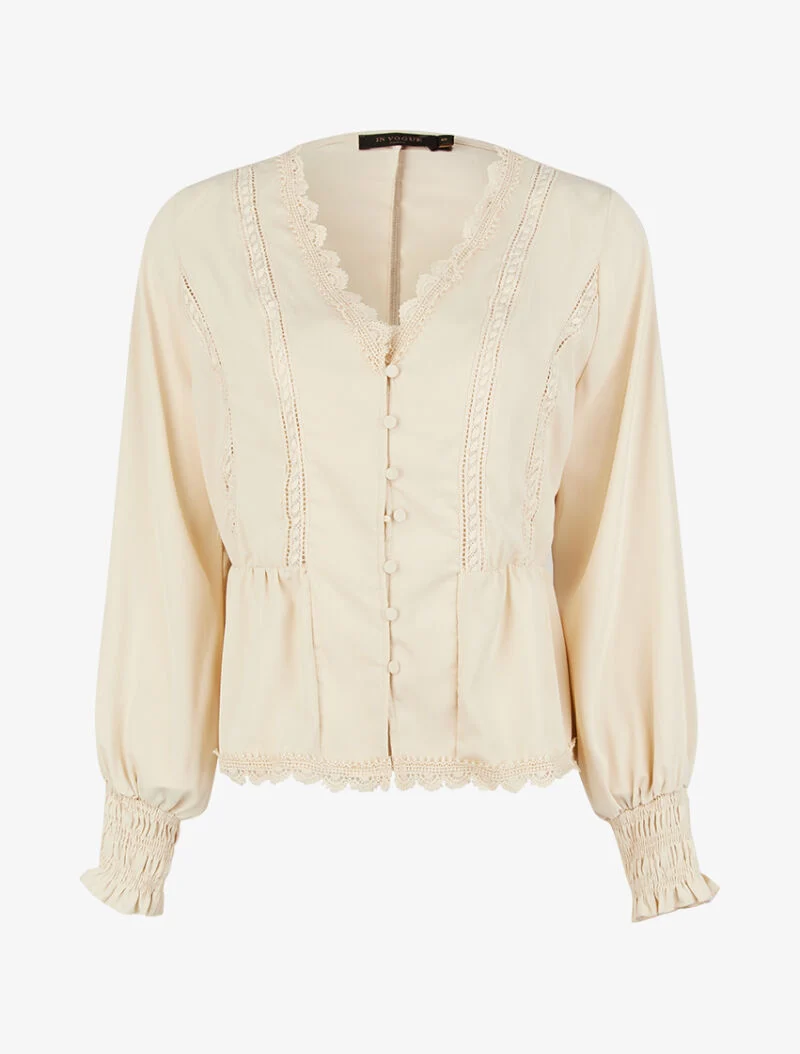 Top fluide à détails crochet - beige