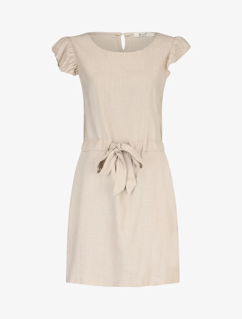 Robe en coton à emmanchures volantées - beige