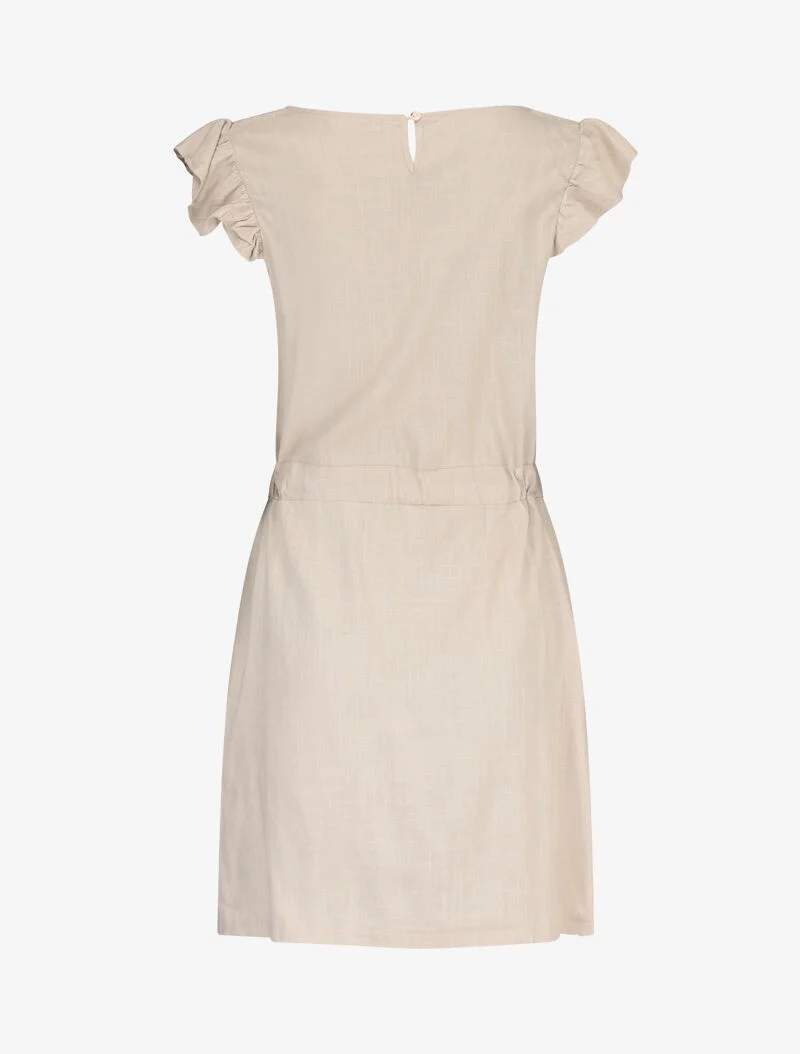 Robe en coton à emmanchures volantées - beige