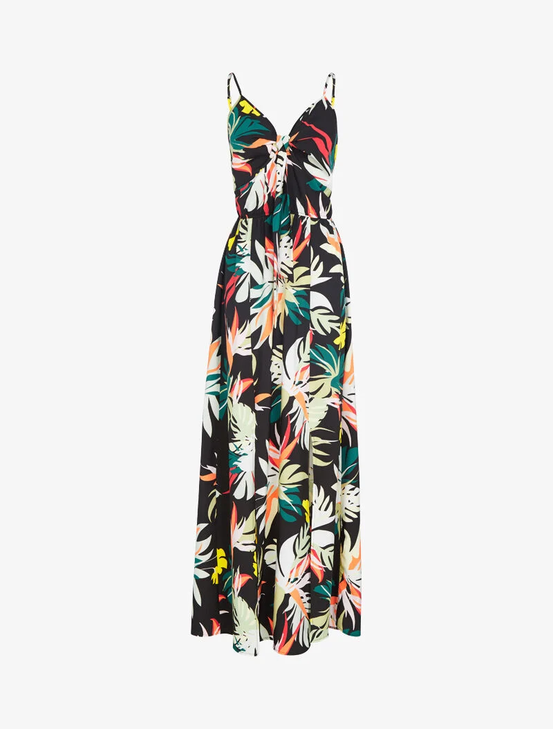 Robe à imprimé fleurs d'été - noir