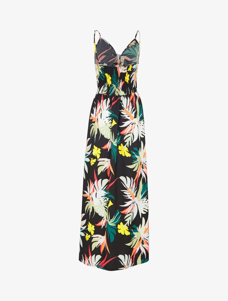 Robe à imprimé fleurs d'été - noir