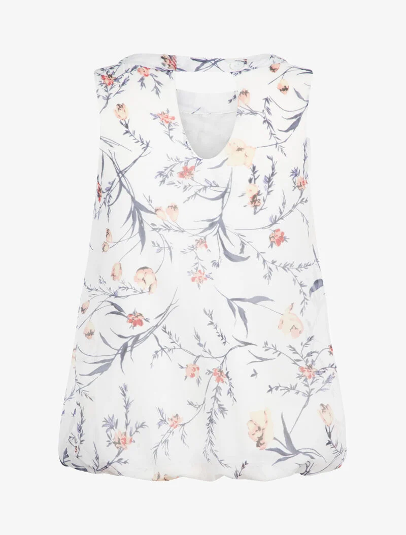 Top à imprimé fleurs stylisées - ecru