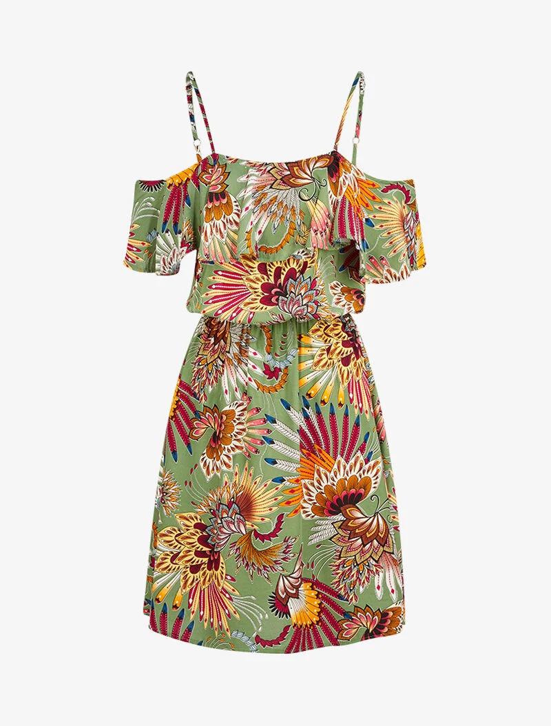 Robe à épaules dénudées - kaki