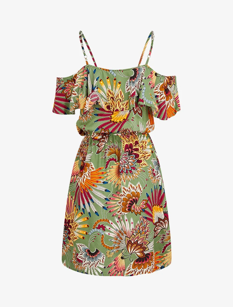 Robe à épaules dénudées - kaki