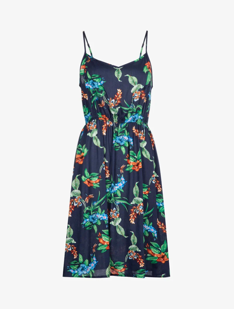 Robe à imprimé printanier - marine