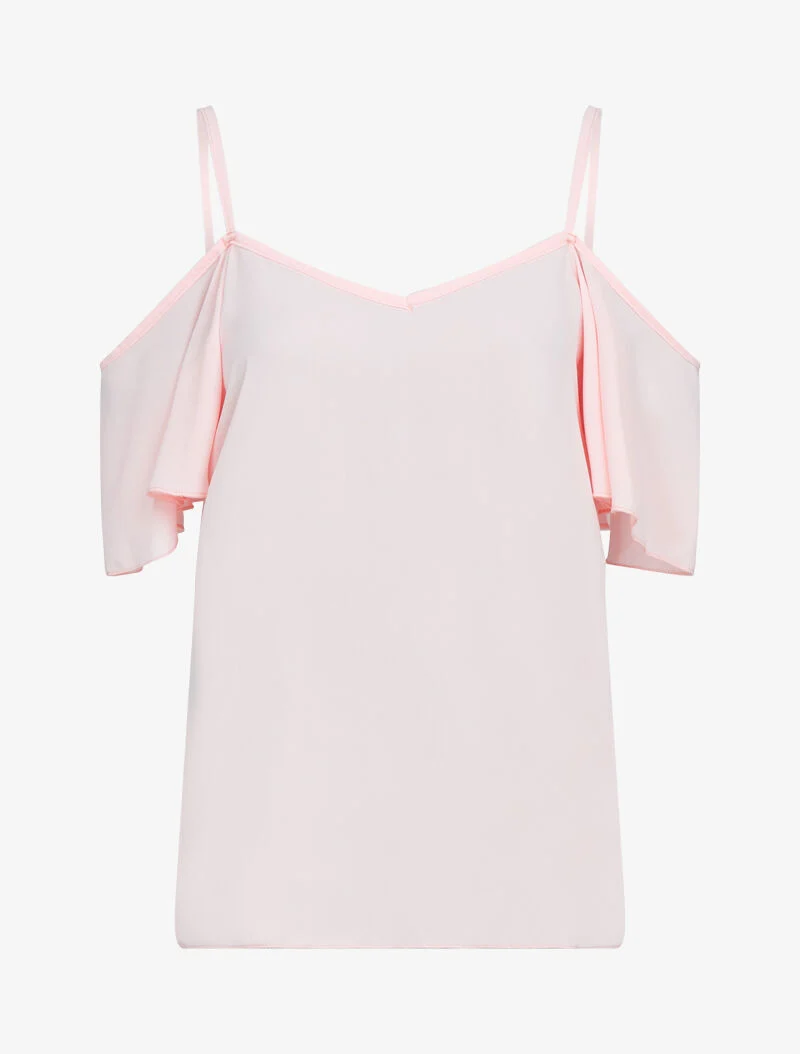 Top uni à épaules nues - rose