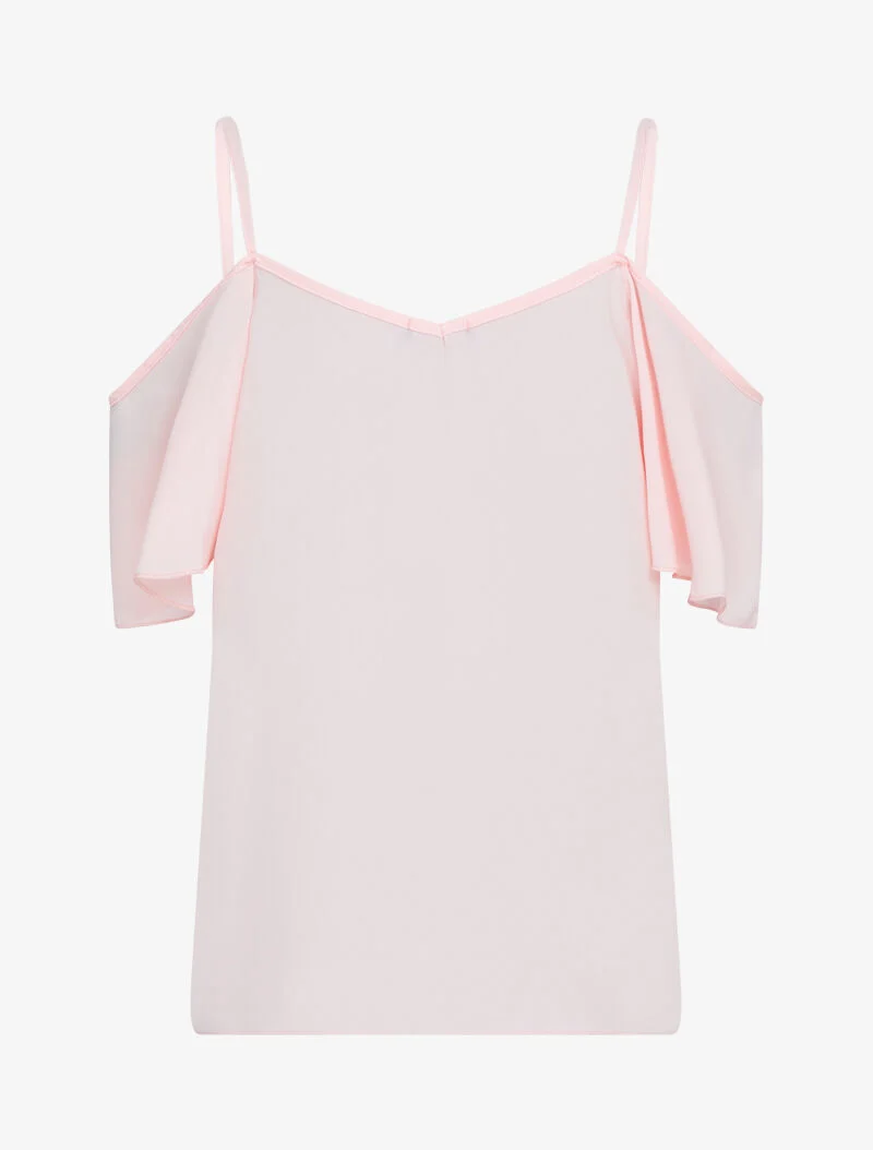 Top uni à épaules nues - rose
