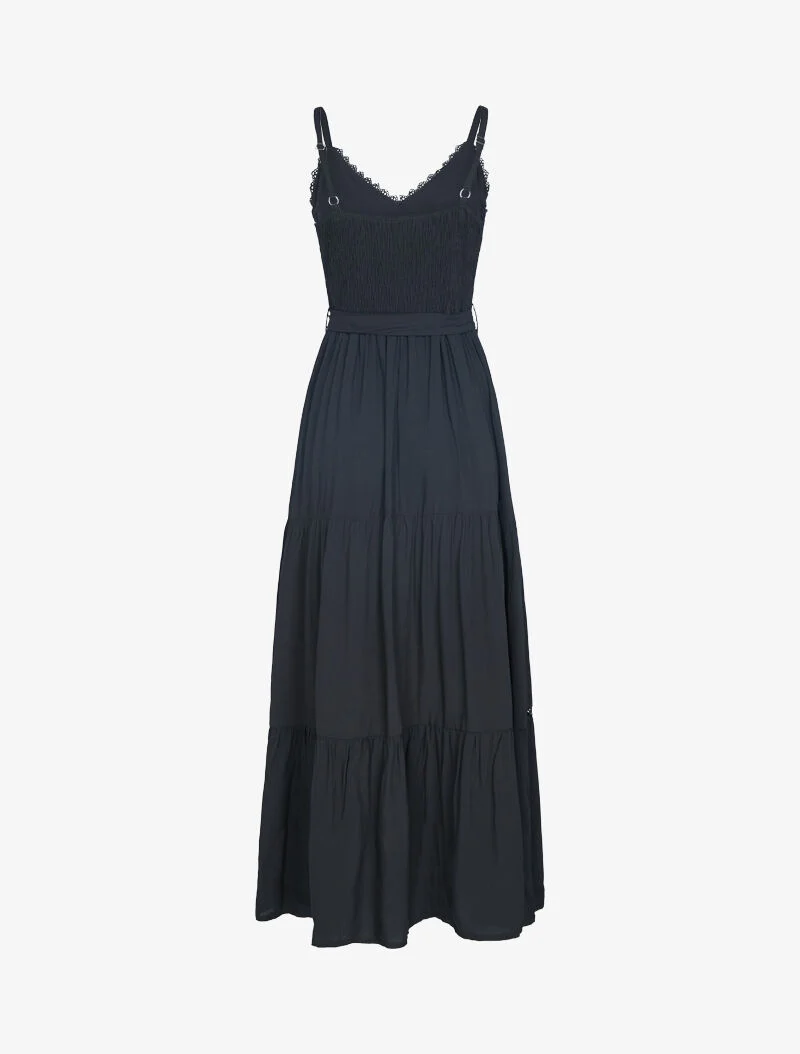 Robe à fines bretelles et crochet - noir