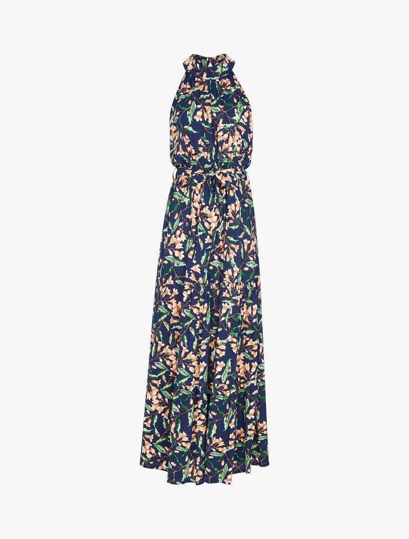 Robe à col americain et imprimé floral - marine