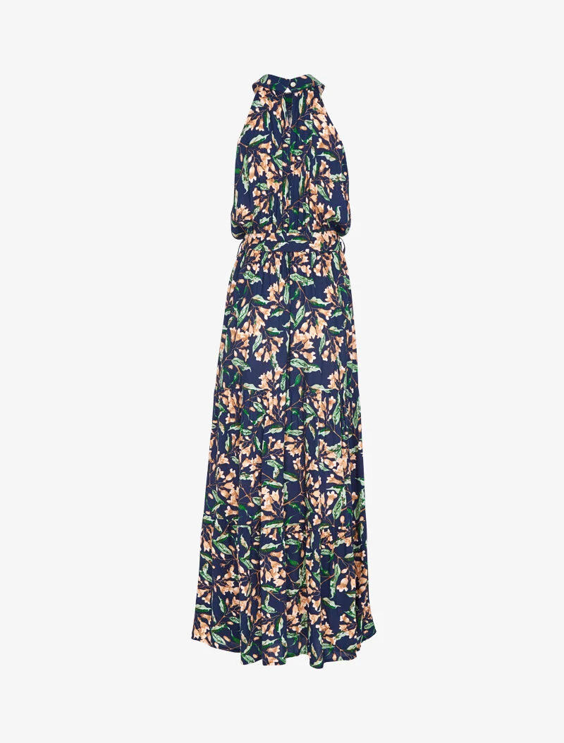Robe à col americain et imprimé floral - marine