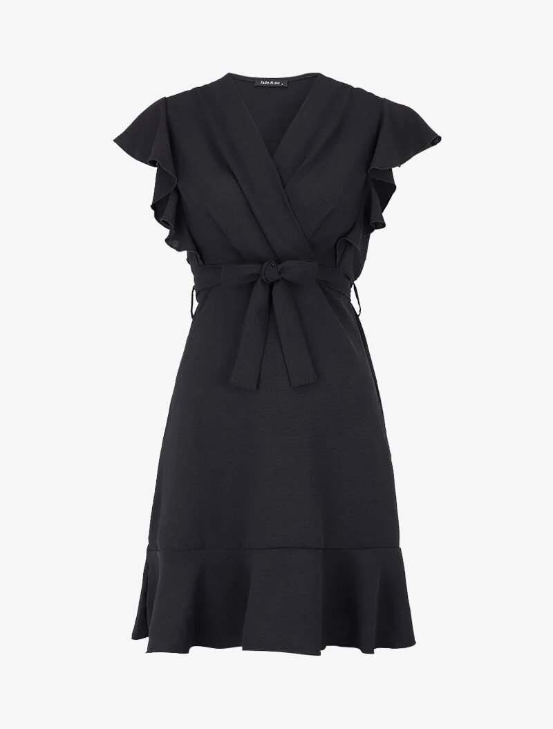 Robe à buste plissé cache coeur - noir