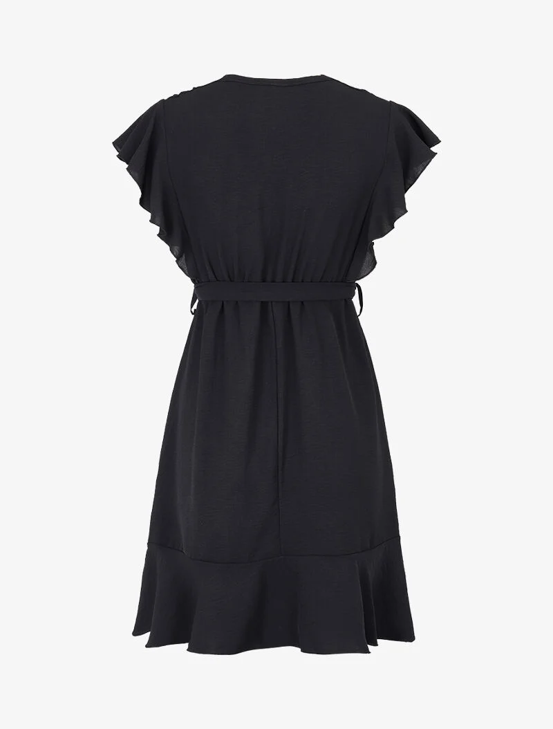 Robe à buste plissé cache coeur - noir
