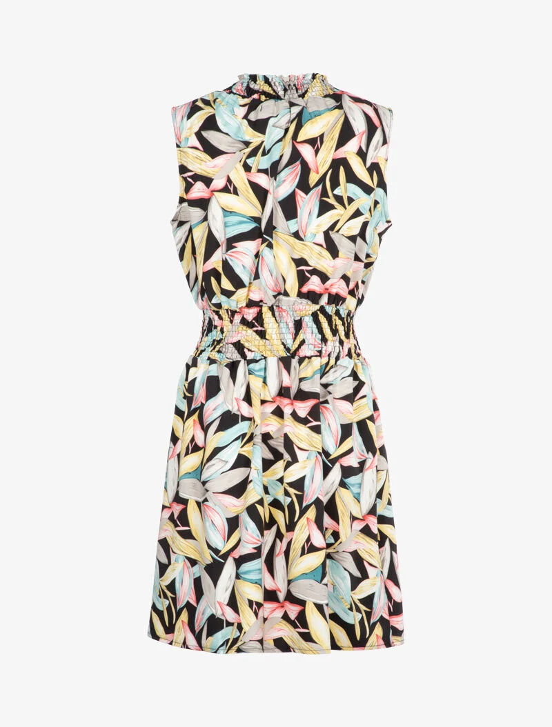 Robe à col montant élastiqué - noir