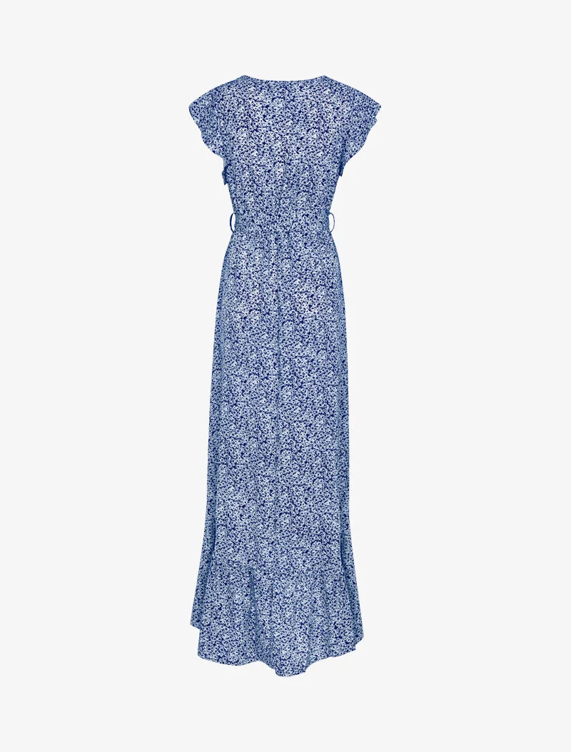 Robe asymétrique à imprimé petites fleurs - marine