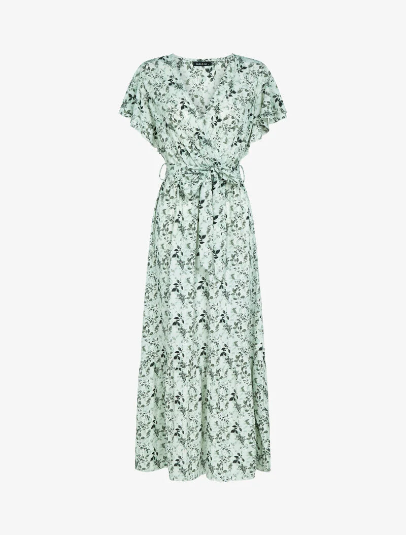 Robe à imprimé feuillages stylisés - vert d'eau