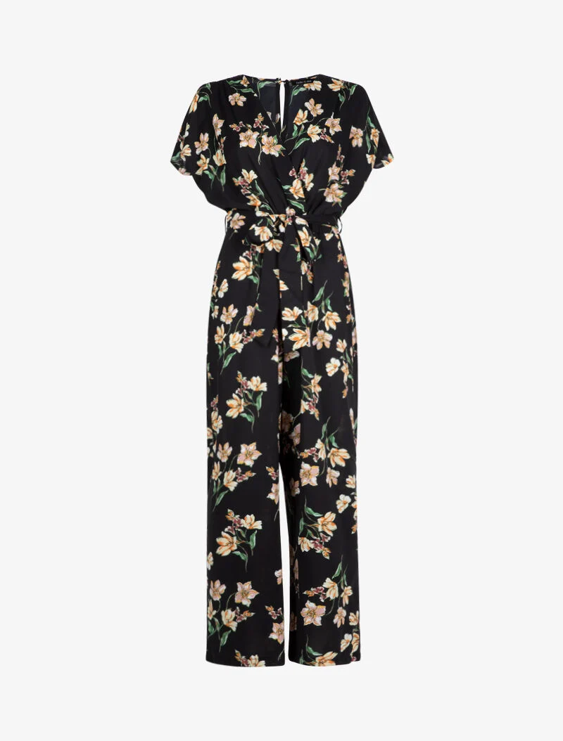 Combinaison à imprimé floral - noir