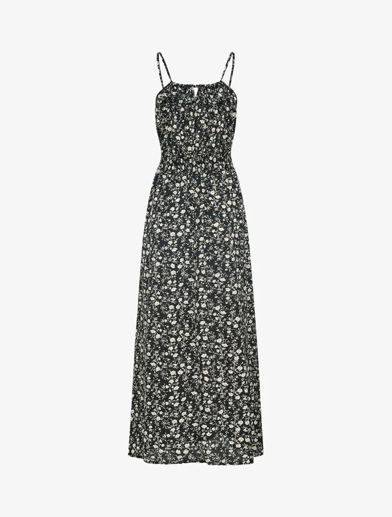 Robe à imprimé floral et crochet - noir
