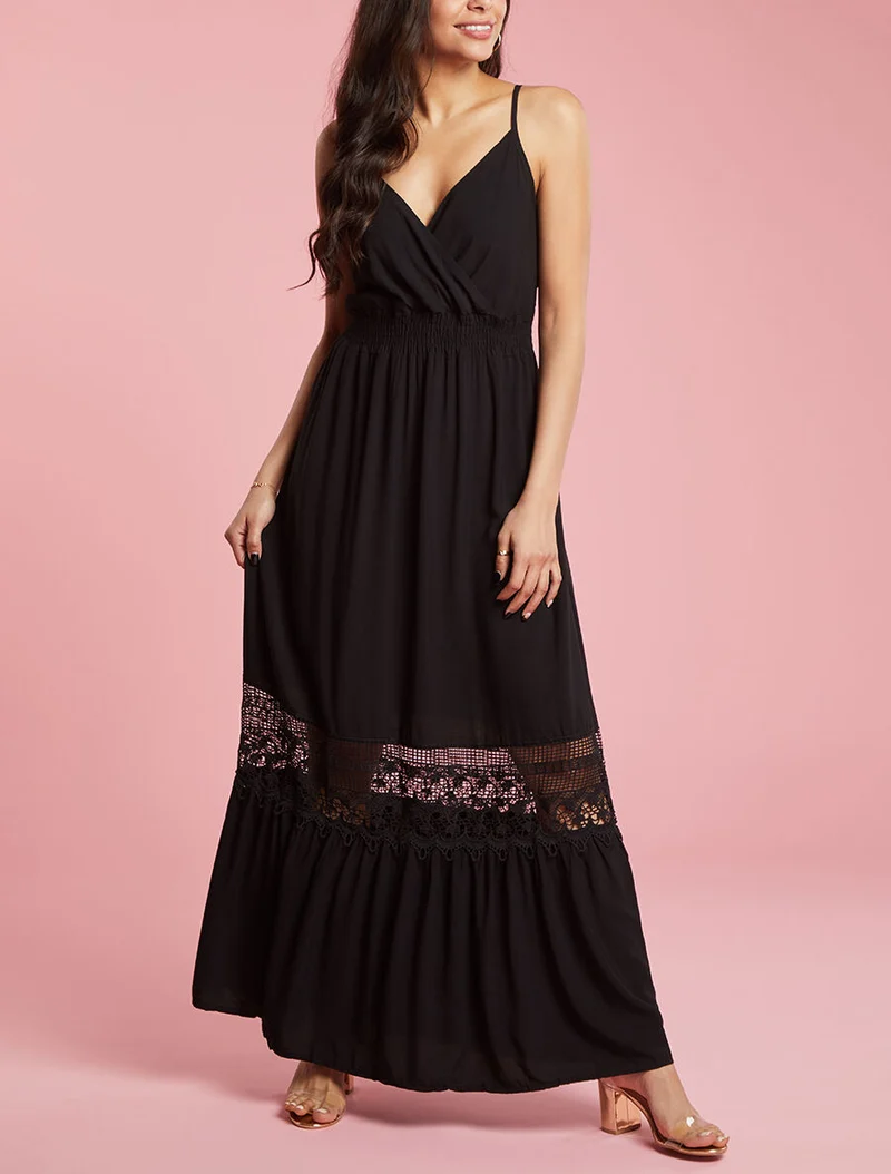 Robe à bande en crochet graphique - noir