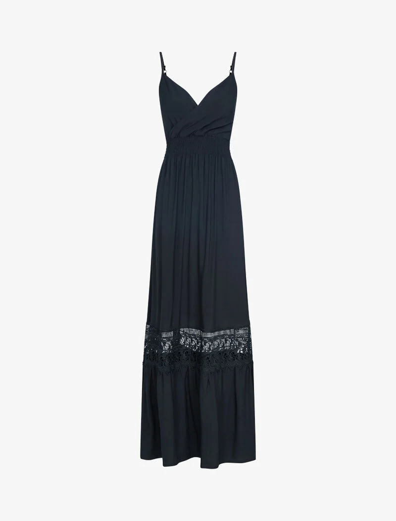 Robe à bande en crochet graphique - noir