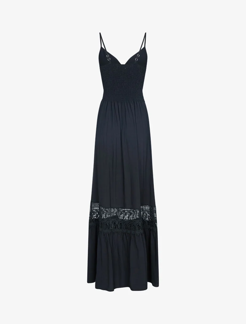 Robe à bande en crochet graphique - noir