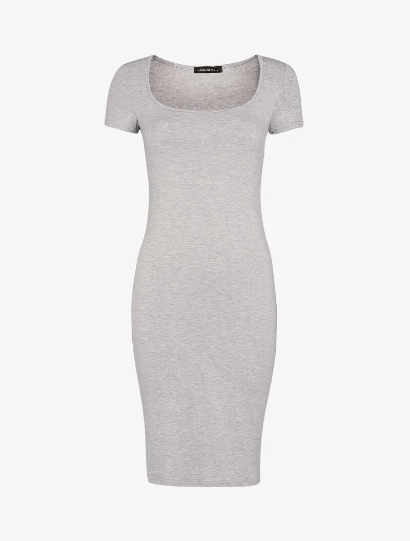 Robe basique à manches courtes - gris clair chiné