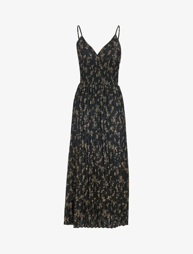 Robe gaufrée à imprimé fleuri - noir