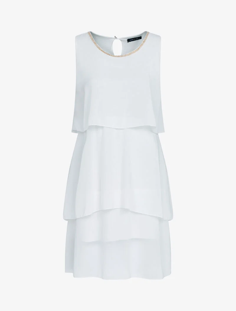 Robe en voile à col bijou - ecru