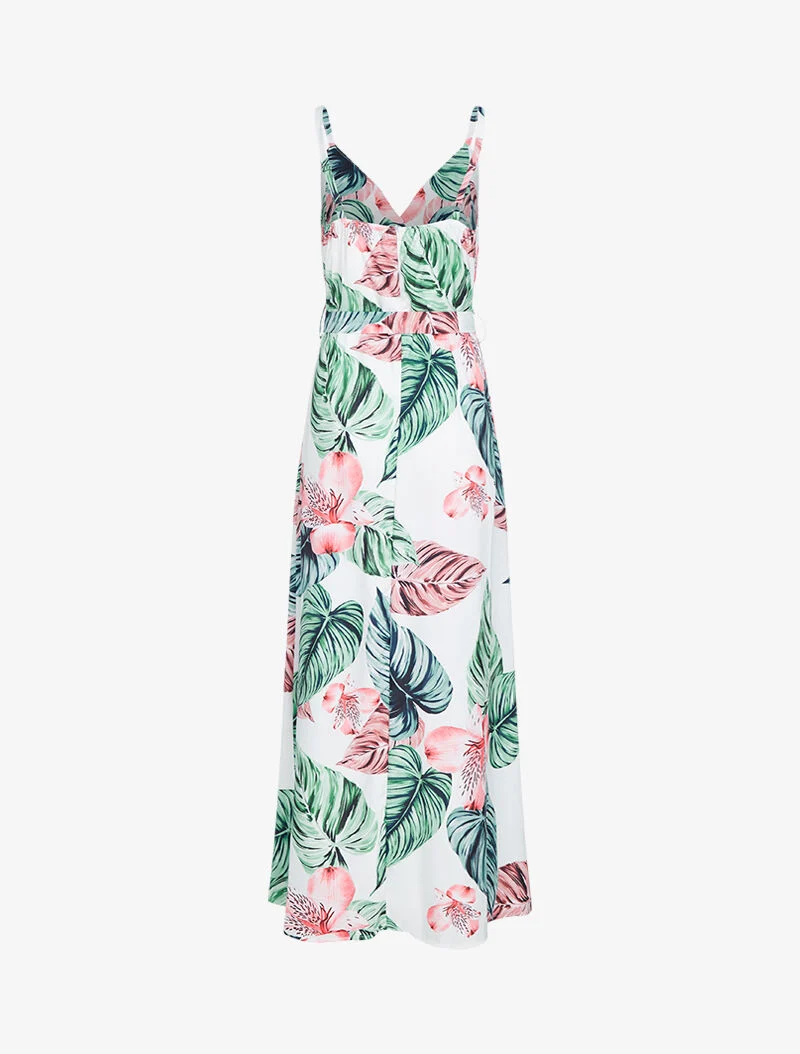 Robe imprimée à côté fendu - blanc