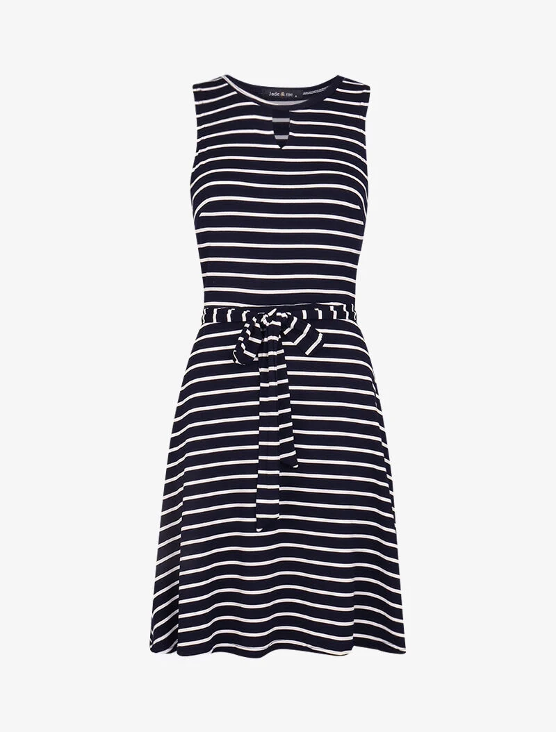 Robe marinière à détail trou de serrure - marine