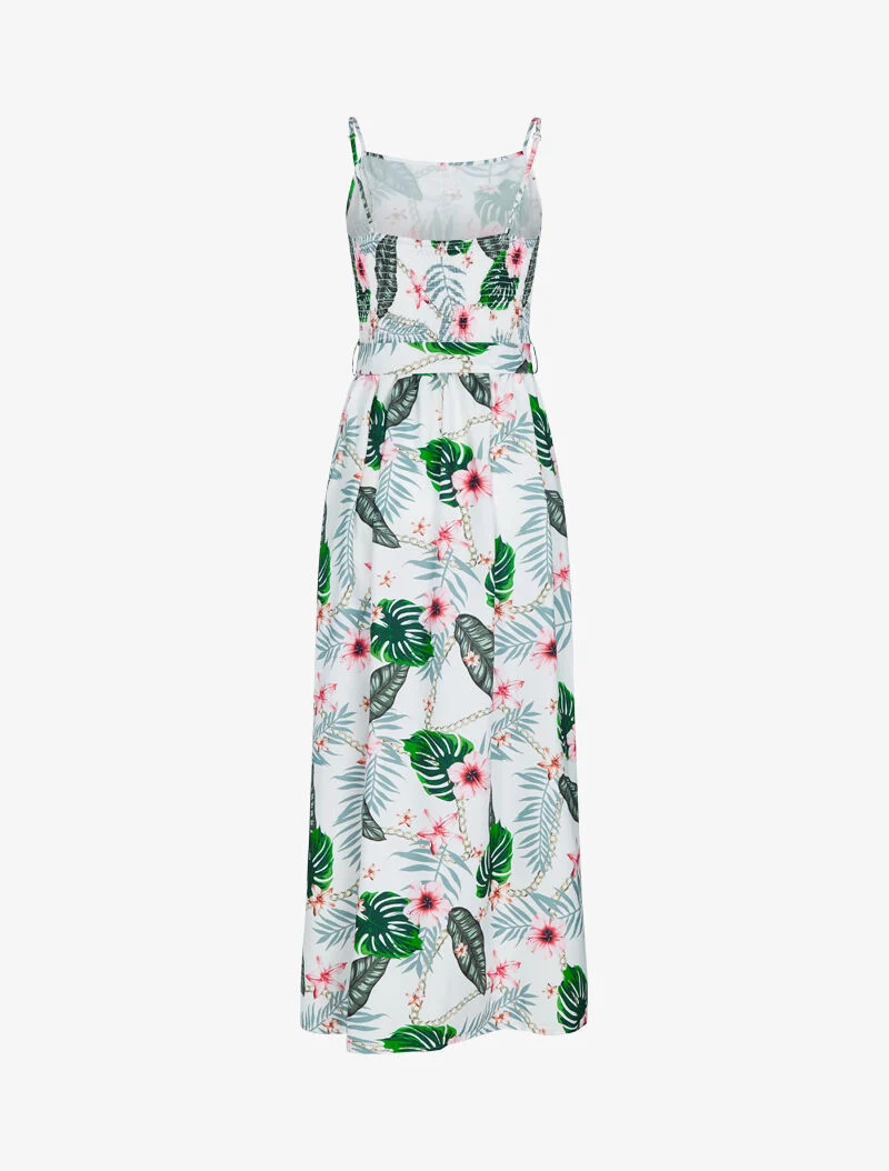 Robe à imprimés floral et chaînes - ecru