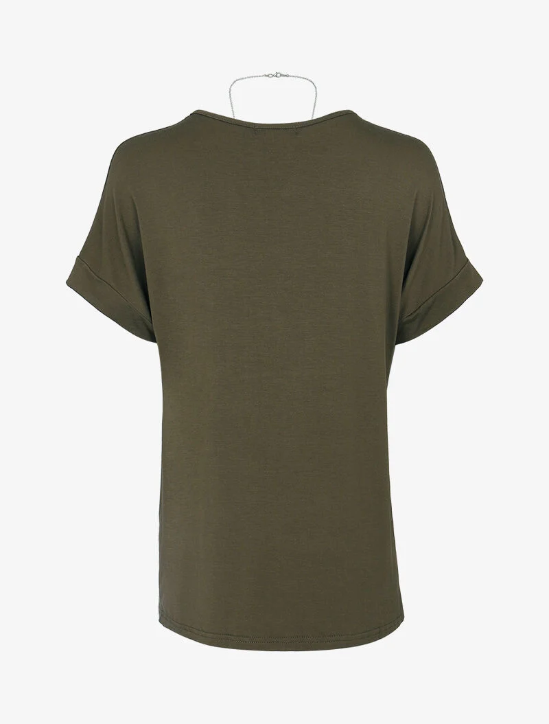 T-shirt loose à sautoir - kaki