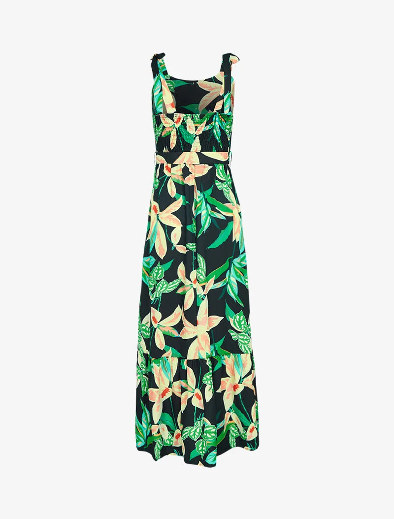 Robe à imprimés et buste boutonné - noir