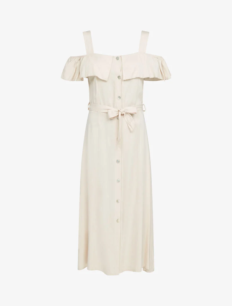 Robe longue à épaules dénudées - beige