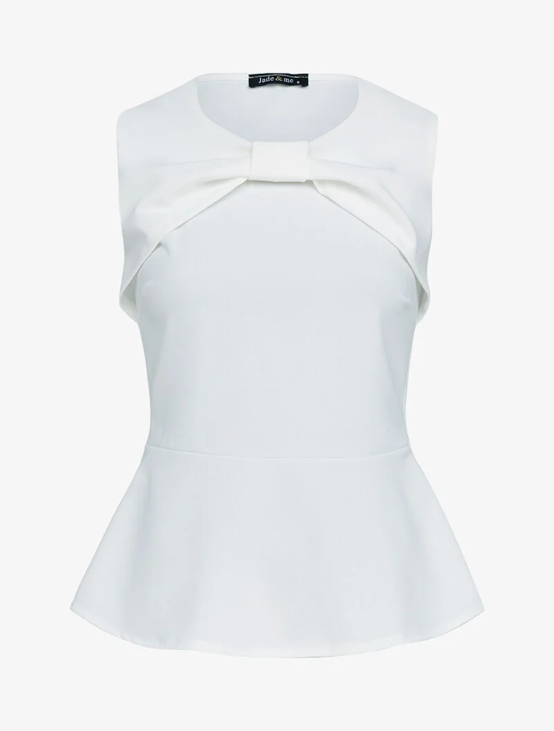 Top à haut de poitrine style noeud - ecru