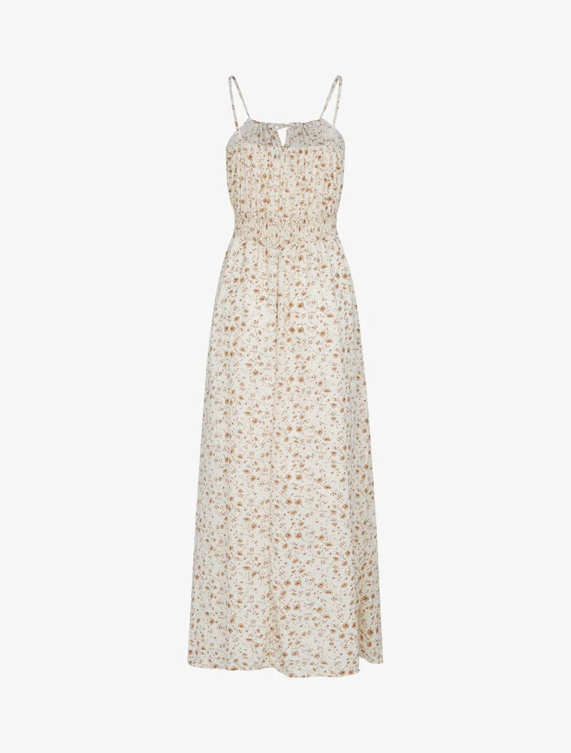 Robe à imprimé floral et crochet - beige