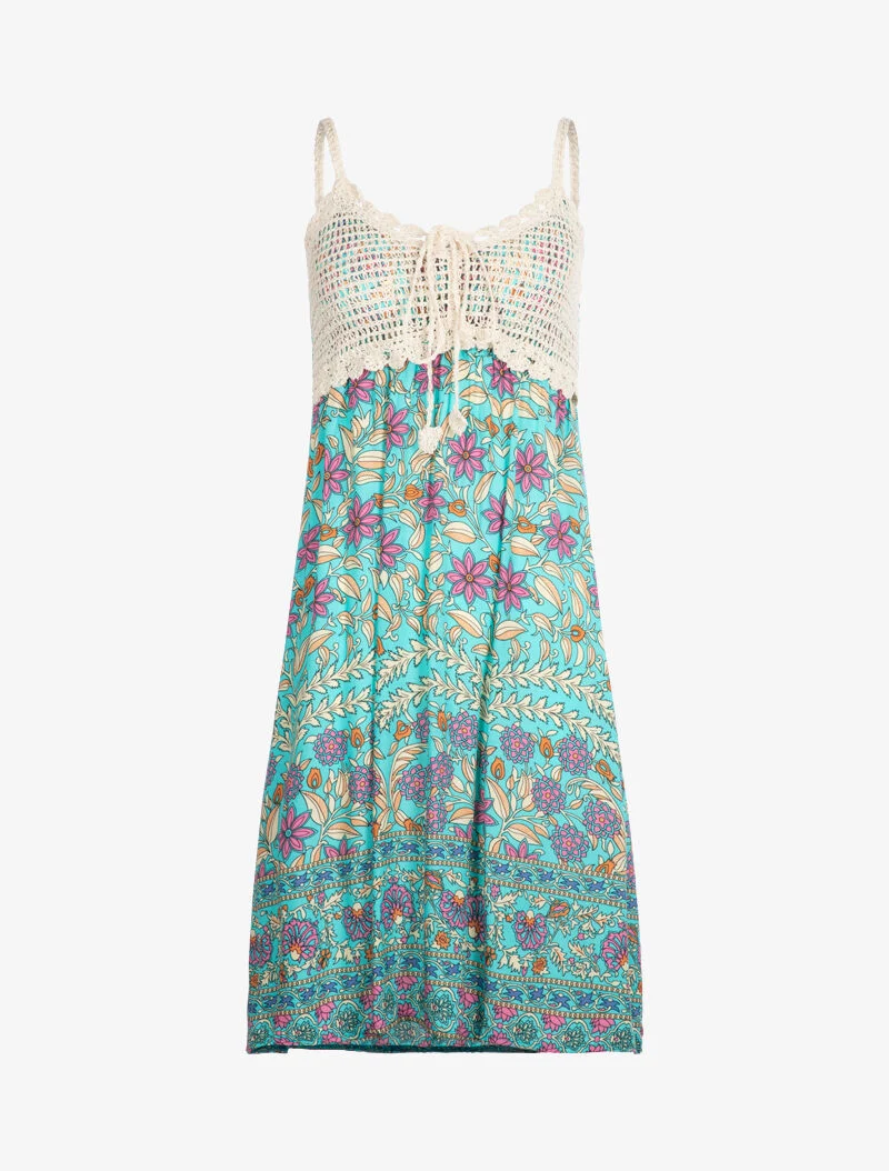 Robe à imprimé floral graphique - turquoise