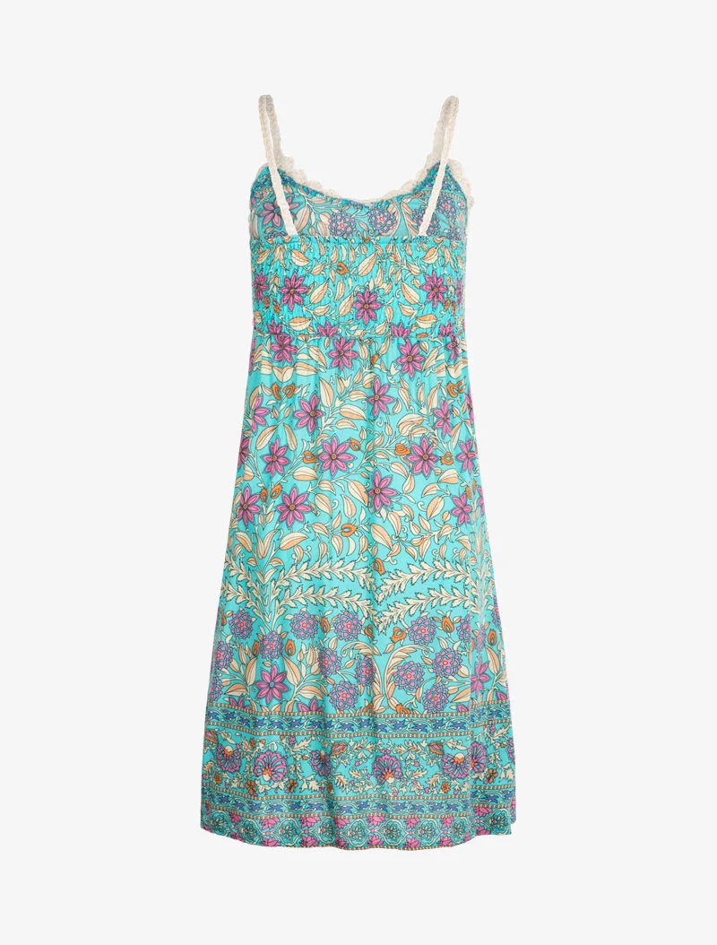 Robe à imprimé floral graphique - turquoise